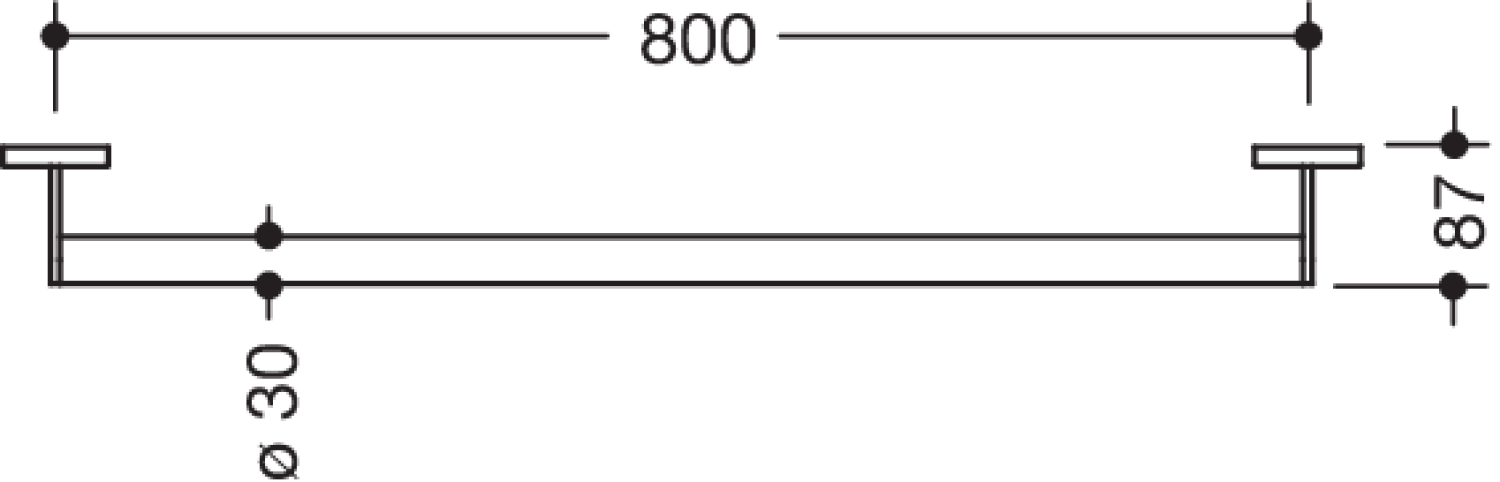 HEWI Haltegriff, d:30, L:800mm, chrom