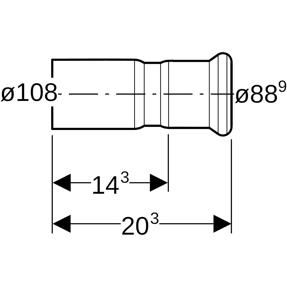 Geberit Mapress Therm Reduktion mit Einschubende d108-88,9