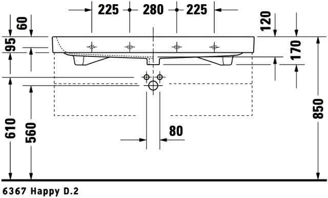 DU Möbelwaschtisch Happy D.2 1200 mm m.ÜL, m.HLB, 1HL mitte, weiß