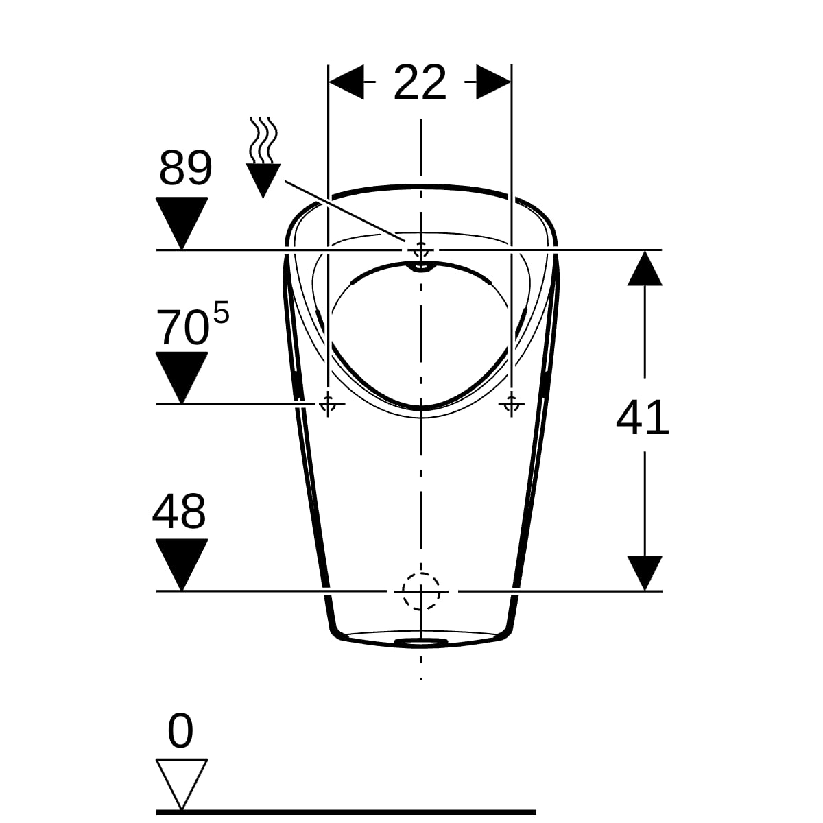 Geberit Renova S Urinal, Zulauf von hinten Abgang hinten od. unten, weiß