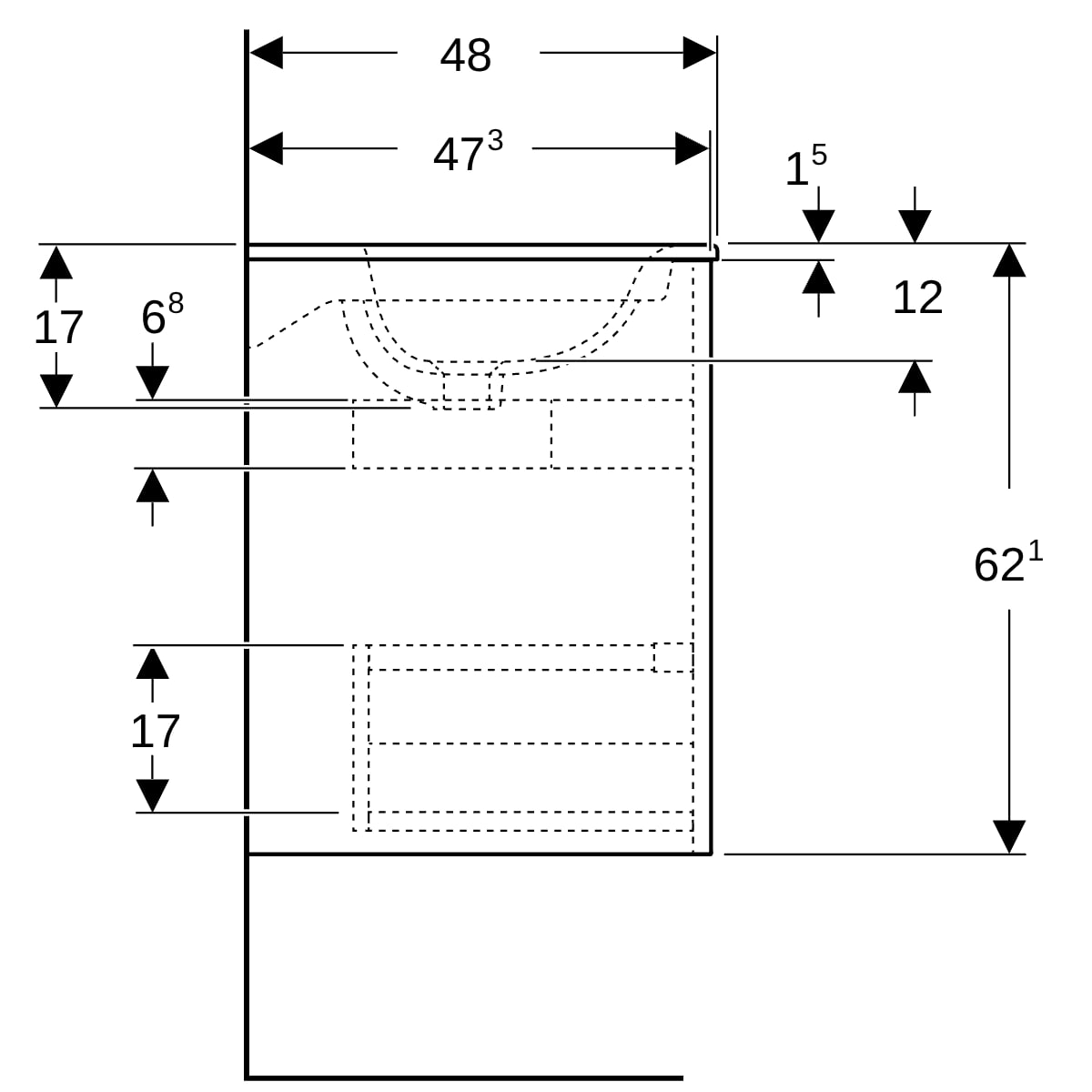 Geberit Renova Plan Set MWT mit US, 2 Schubl. 80x62,1x48cm, weiß/l. sdgla. / KeraTect