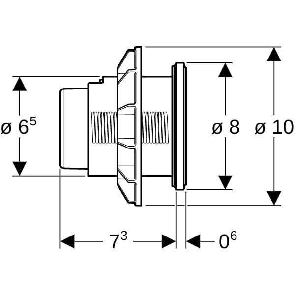 Geberit Typ 10 Fernbetätigung, rund, pmeum. 2-M-Sp., Möbeldrücker, weiß glzd / chrg