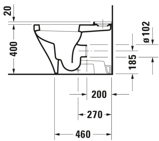 Duravit Stand-WC Kombi DuraStyle 630 mm Tiefspüler,f.SPK, Abg.Vario,weiß,HYG