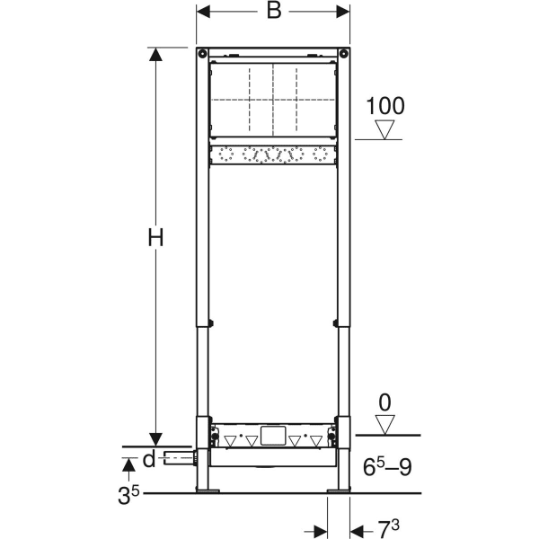 Geberit Duofix Element für Dusche 130cm mit Wandablauf Wandarmatur UP d40