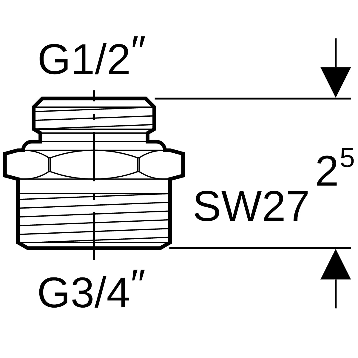 Geberit Übergang Eurokonus mit AG Ms G1/2-EuG3/4