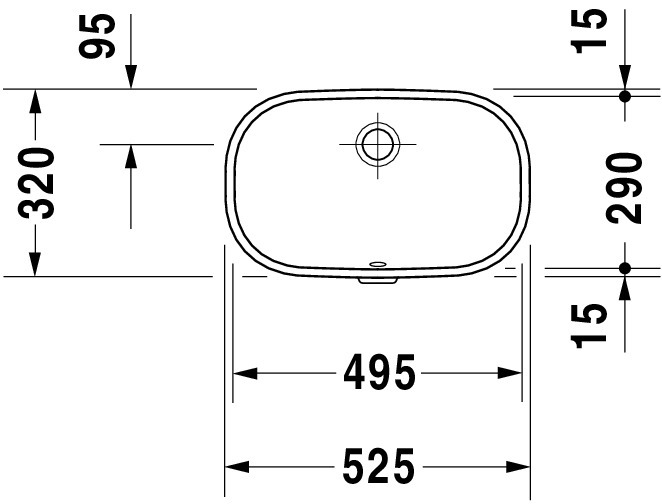 DU Einbauwaschtisch D-Code 495 mm EB v.unten, mit ÜL, ohne HLB, weiß