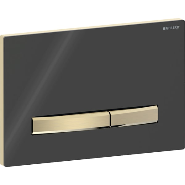 Geberit Sigma50 BetPl., eckig, 2-Mengen-Sp. messing gebürstet, Etc/schwarz glänzend
