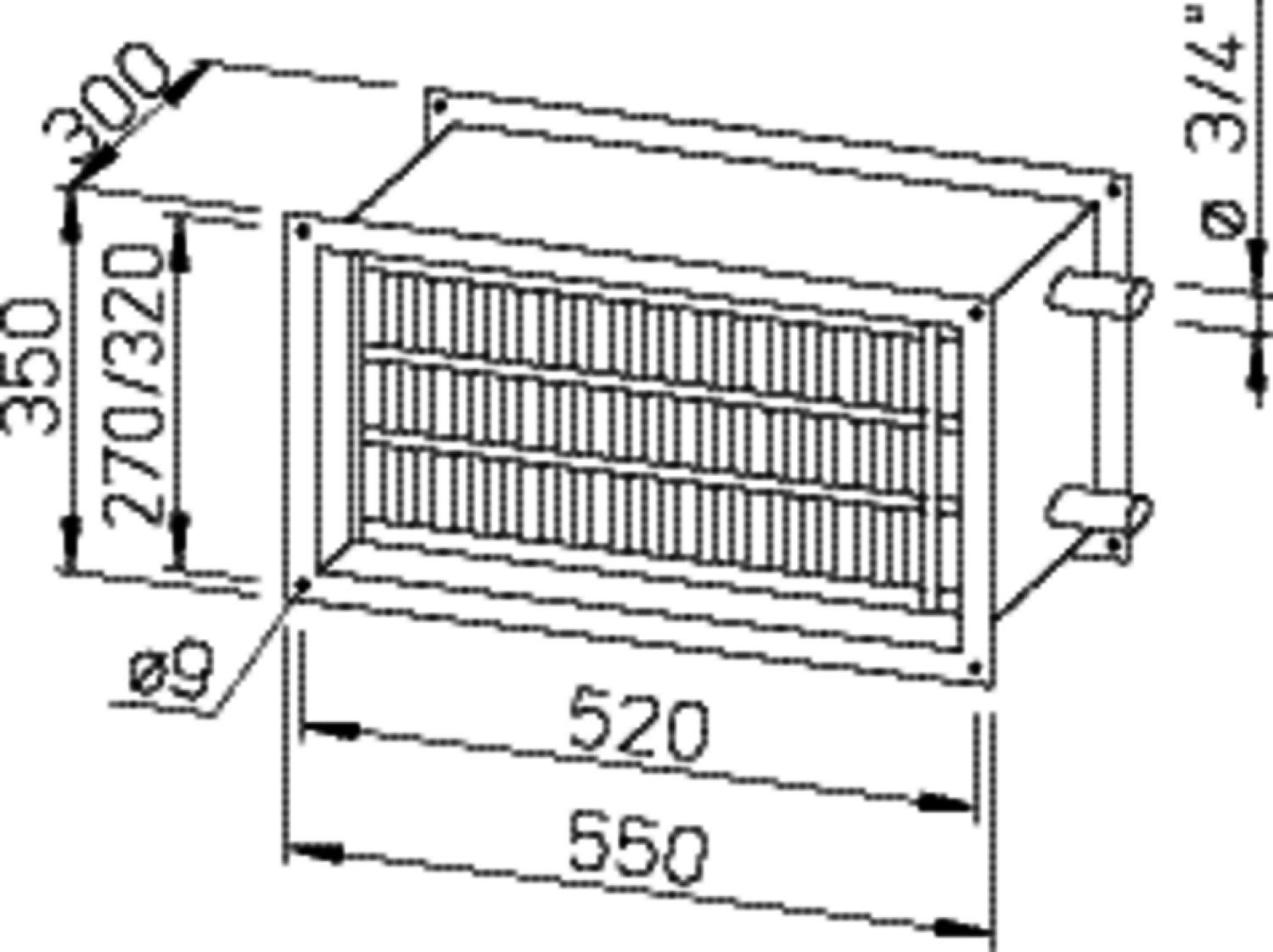 Helios WHR 2/50/25 30 Warmwasser-Heizreg. f. Rechteck-Kanäle