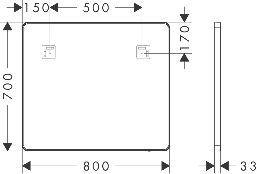 Hansgrohe Spiegel Xarita Lite Q 800/30  m.hor.LED Beleuchtung Wandschalter MSW