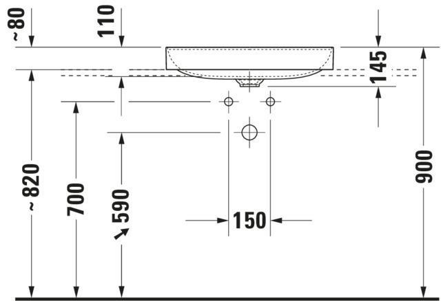 DU Aufsatz-WT DuraSquare 600mm o. ÜL, m. HLB, 1 HL, weiß