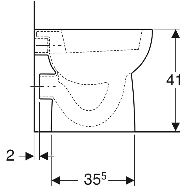 Geberit Renova Stand-WC Flachspüler Abg. horiz., teilgeschl. Form, weiß Tect