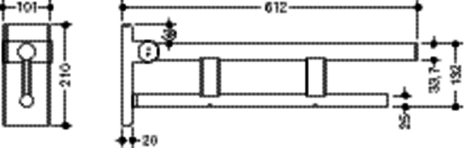 HEWI mob. SK-Griff Duo (A), L:600, pulverbeschichtet schw tiefmatt
