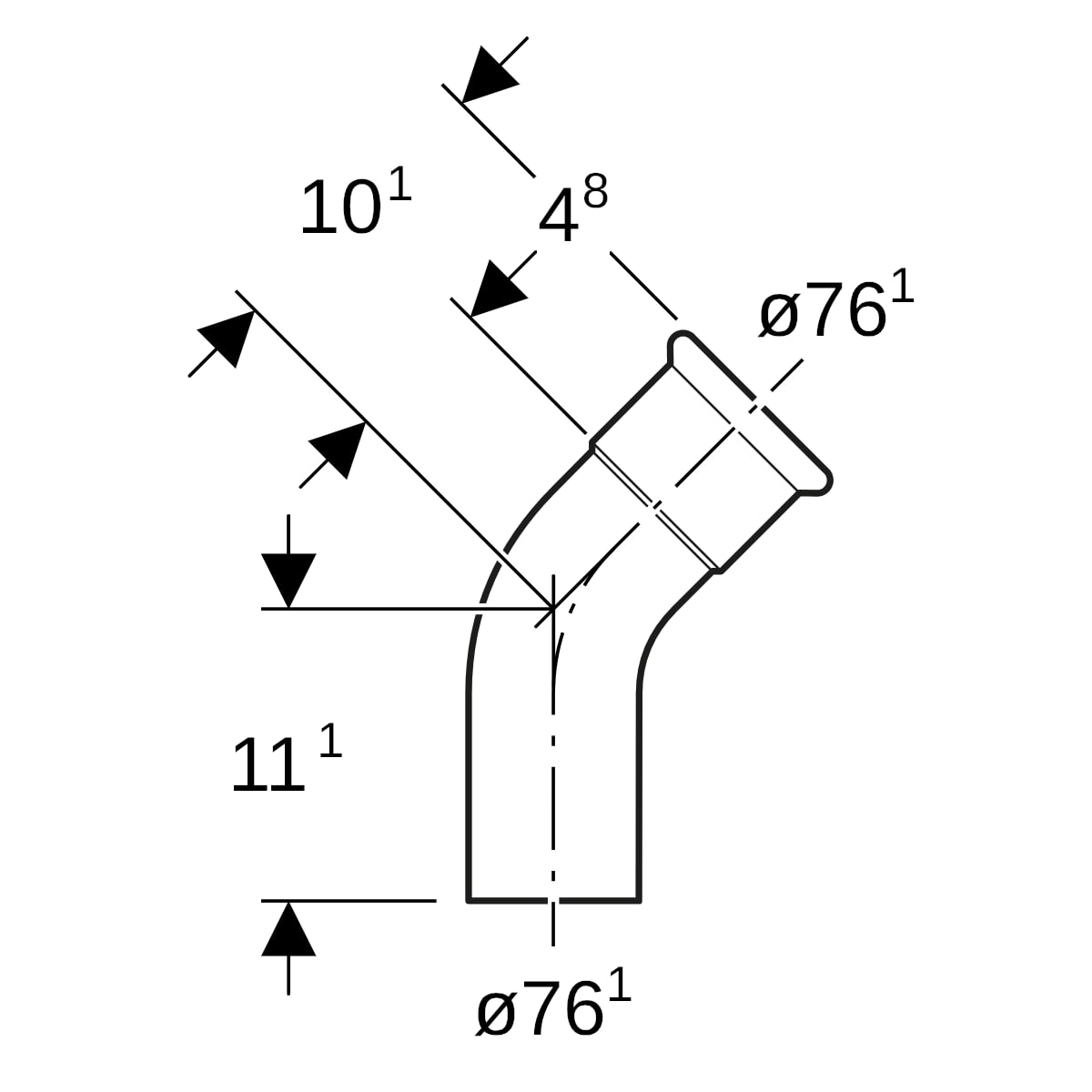 Geberit Mapress Edelstahl Bogen 45Gr d76,1 mit Einschubende (LABS-frei)