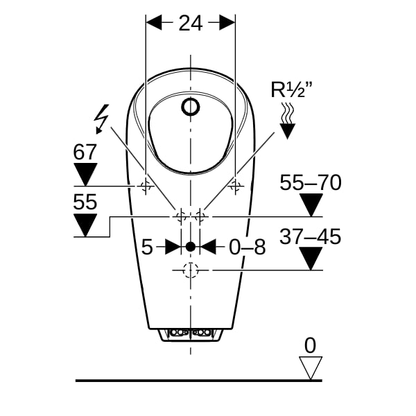 Geberit Selva Urinal, für integr. Strg. Zulauf hinten, weiß