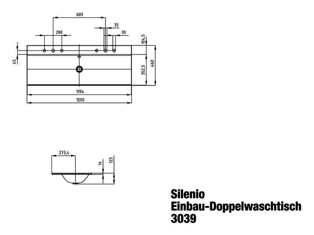 KA WB SILENIO Mod.3039-D,1200x460mm, alpwe,PEFF,AD,m. 2x3HL,oÜL