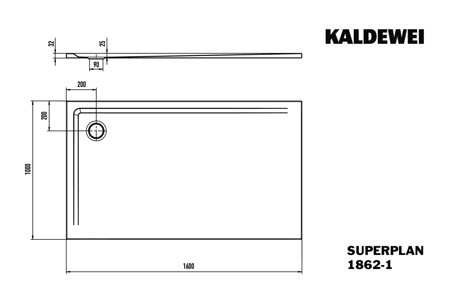 KA DW SUPERPLAN Mod.1862-1,1000x1600mm, alpinweiß matt,Secure Plus