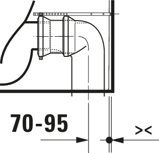 DU Stand WC für Kombination ME by Starck 650mm, weiß, Tiefspüler, rimmless, WG