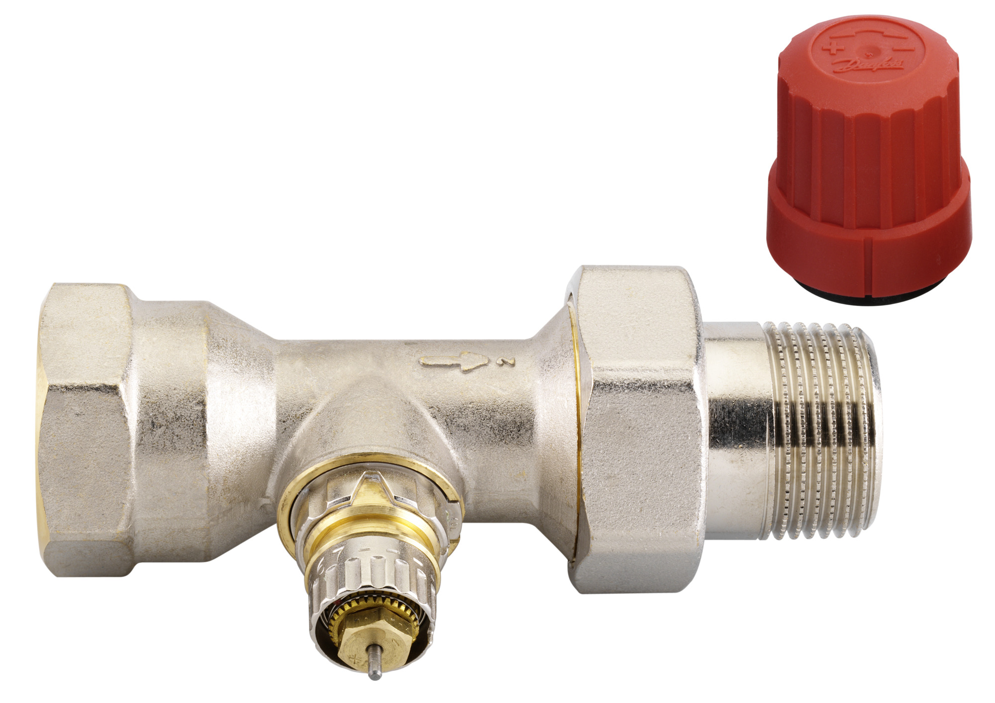 Danfoss Ventilgehäuse RA-N 25 R 1/1, Durchgang, matt vernickelt