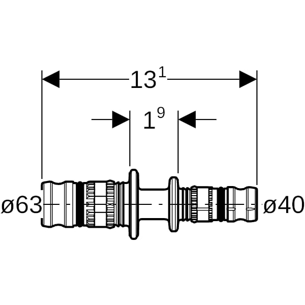 Geberit Mepla Reduktion PVDF d63-40