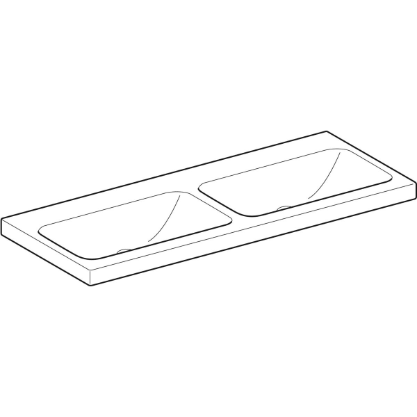 Geberit iCon Light Doppelwaschtisch 120x48cm ohne Hahnloch, ohne Ül., weiß, KeraTect