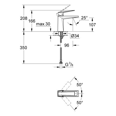 GROHE EH-WT-Batterie Allure Brilliant 24342 M-Size glatter Körper supersteel