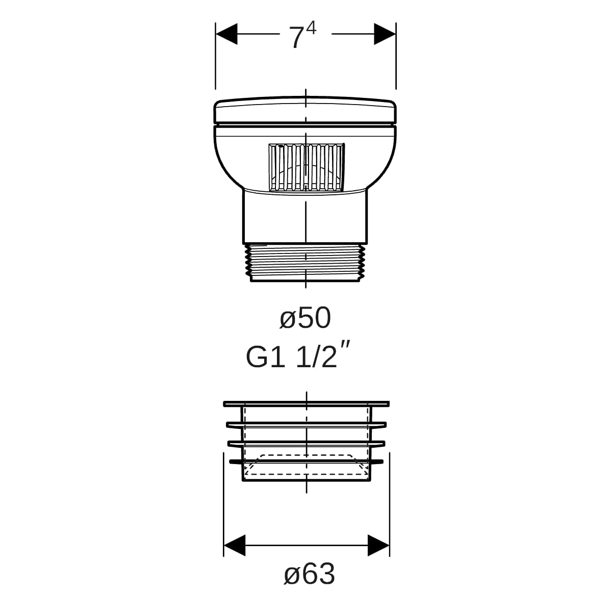 Geberit Belüftungsventil GRB50 32/63 für Entwässerungssysteme