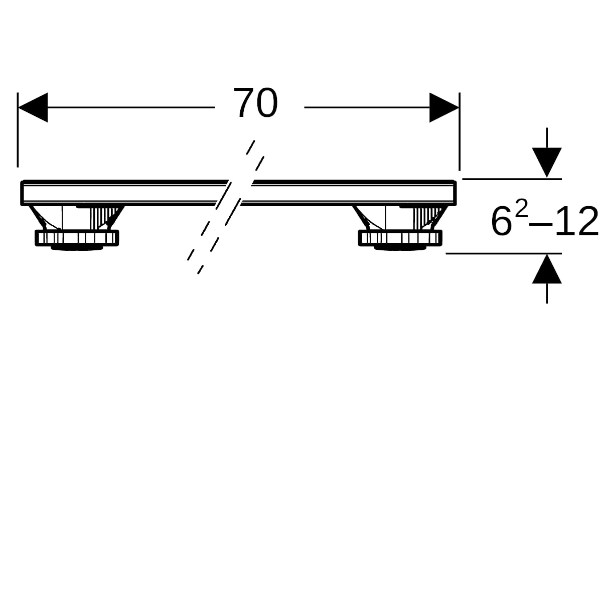 Geberit Set Füße und 3 Traversen 700mm H:6-12cm, für Duschwanne aus Steinharz