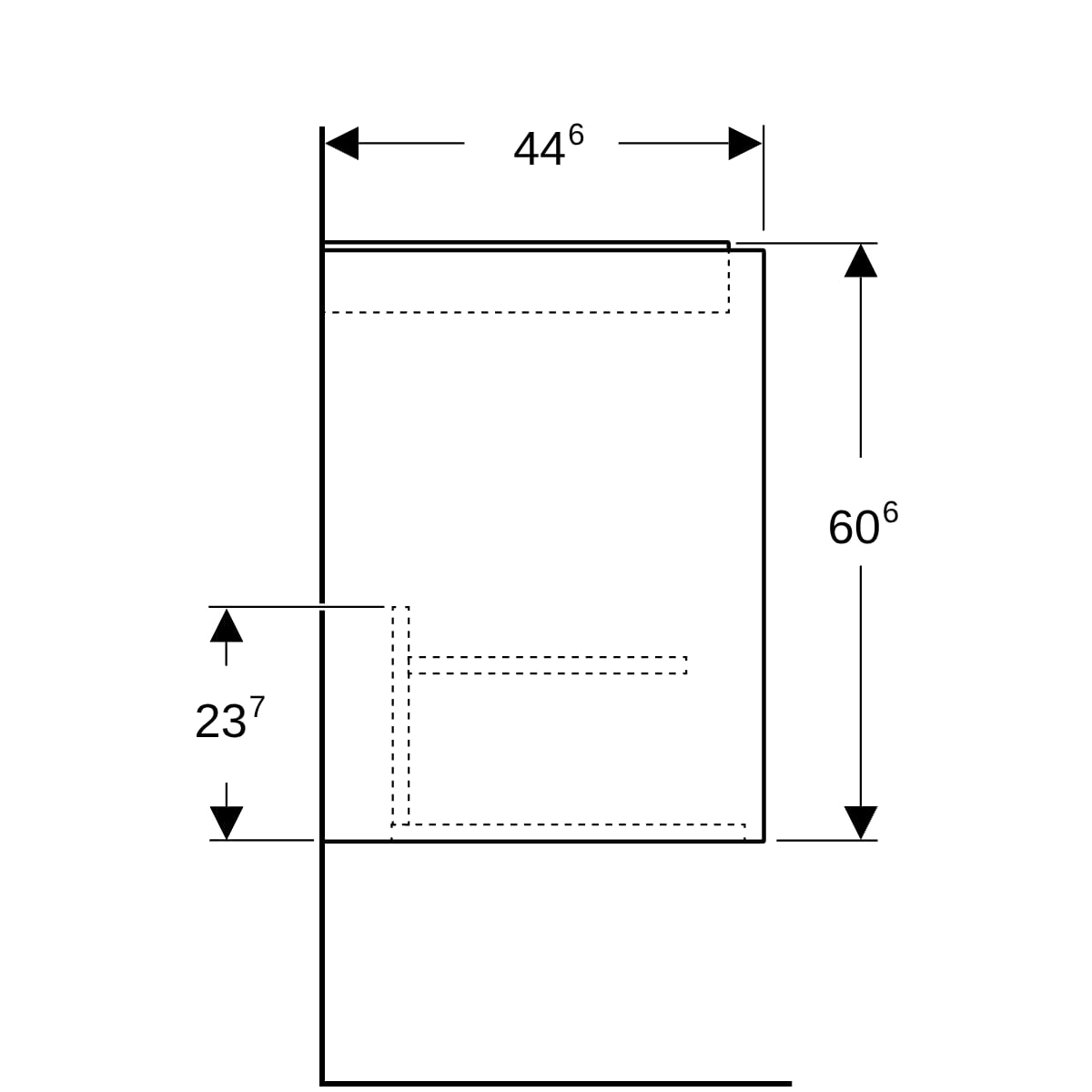 Geberit Renova Plan US für WT, mit 1 Tür 54,6x60,6x44,6cm, lava/l. seidenmatt