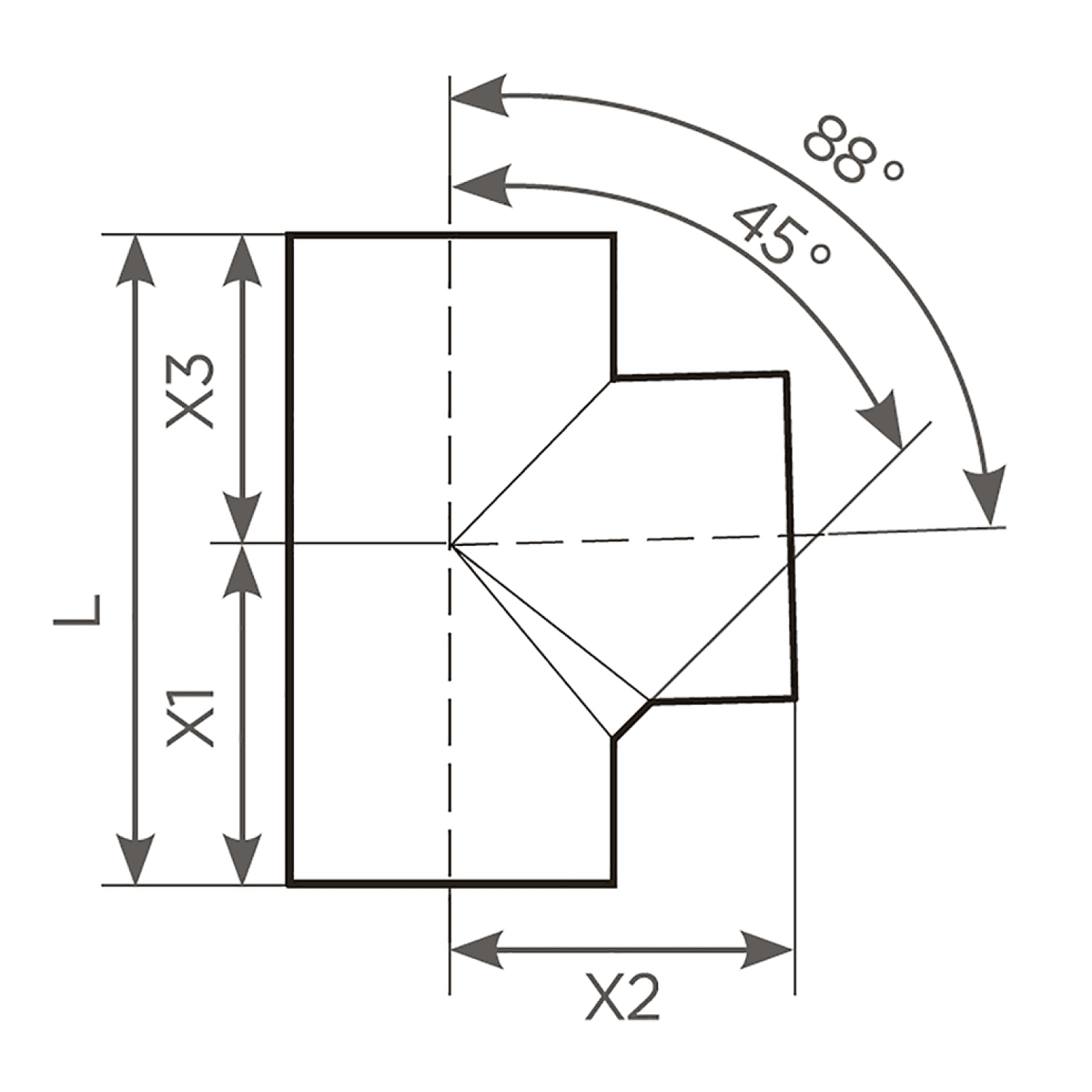 SML-Abzweige Abgang DN 125 x 125, 88 Grad