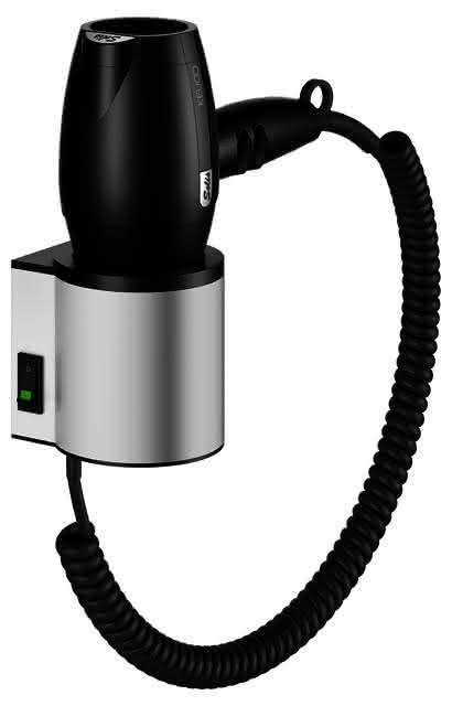KEUCO Haartrockner Plan 14995, silber-eloxiert/schwarzgrau, mit Halter