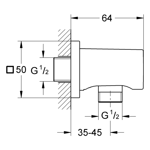 GROHE Wandanschlussbogen Rainshower 27076 Außengewinde hard graphite geb.