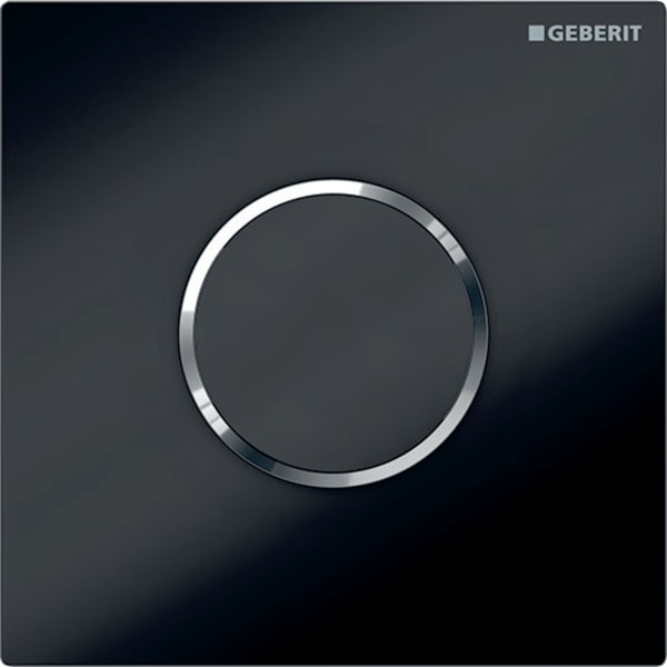 Geberit Typ 10 UR-Strg., rund, elektron. Sp. Batteriebetrieb, schw glzd /chr. glzd