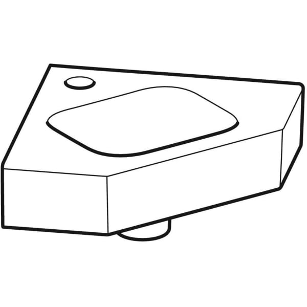 Geberit iCon Eckhandwaschbecken, 46x33cm m. Hl., o. Ül., weiß, KeraTect