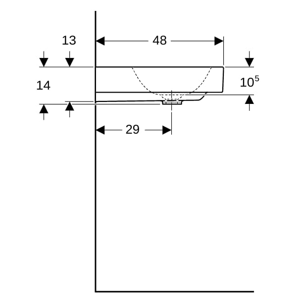 Geberit ONE Waschtisch 60x48 cm o. Hl., o. Ül., weiß, KeraTect