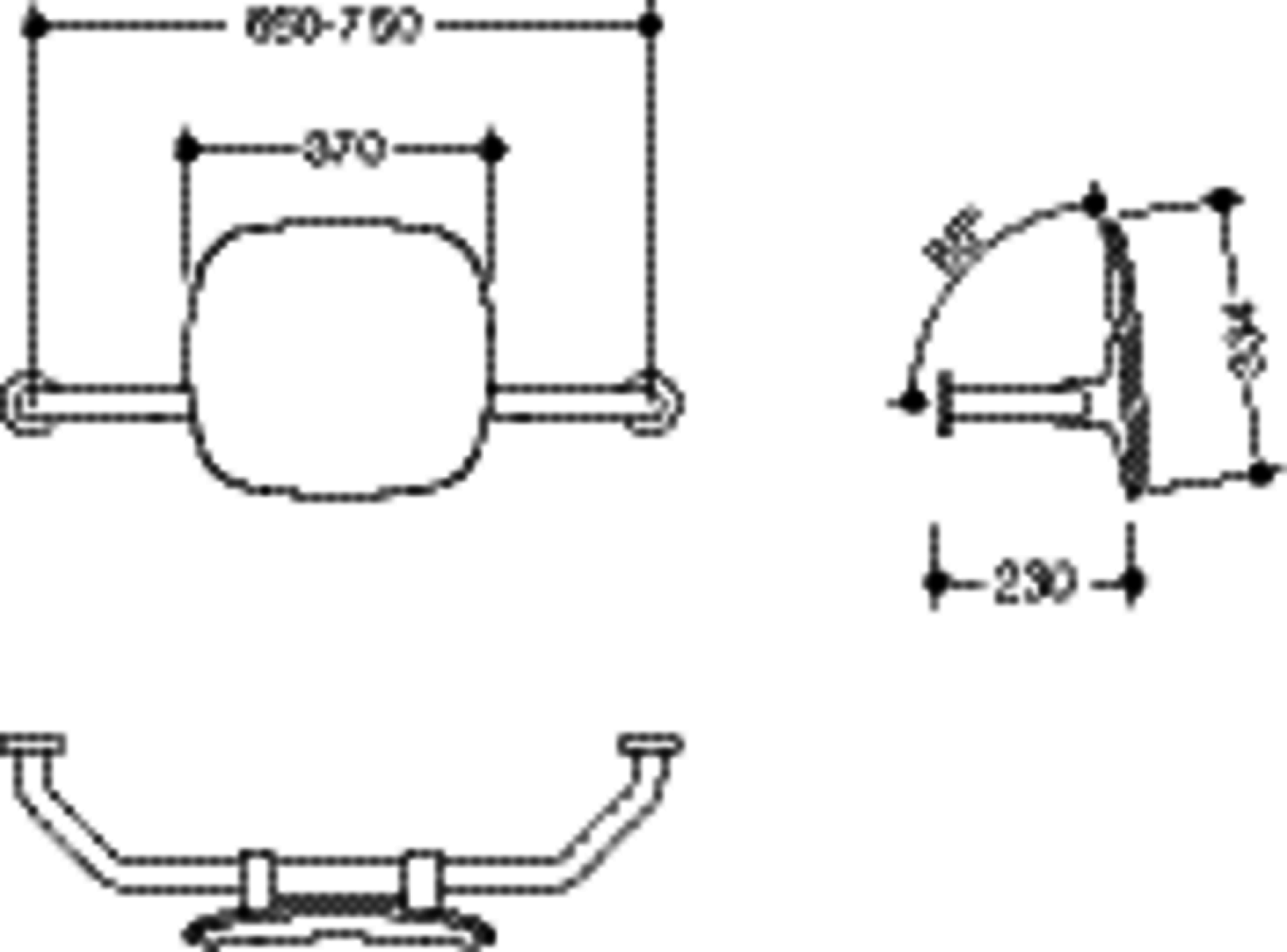 HEWI Rückenstütze, WA = 230mm Wandmontag., BM211.2 anthrazitgrau