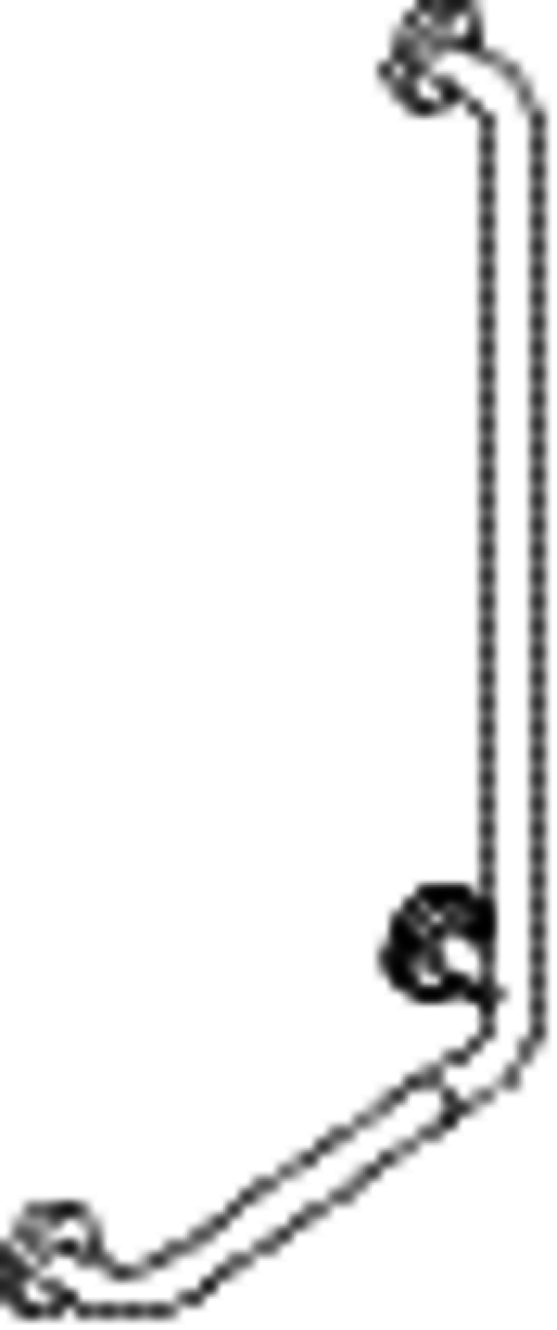HEWI Winkelgriff Ser 805, Edelstahl, d:33mm, AM:750mm W:500mm links