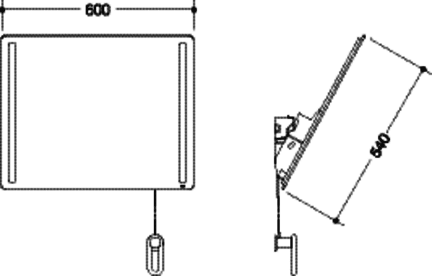 HEWI Kippspiegel LED basic, B:600mm H:540mm tiefschwarz