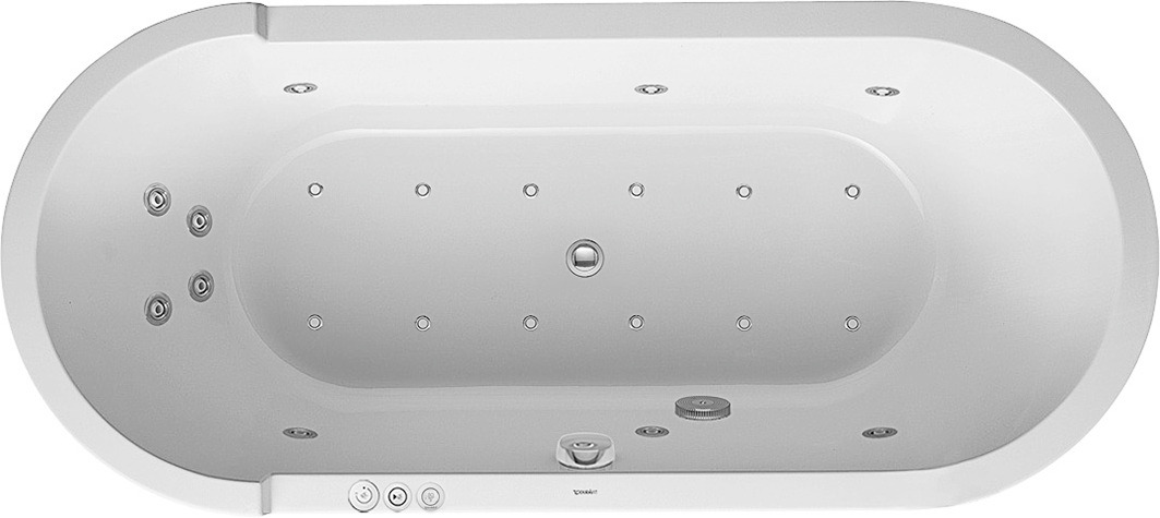 Duravit Starck Whirlw. 1800x800mm,Einbau,oval Acryl, 2 Rückens.,Combi P., Weiß