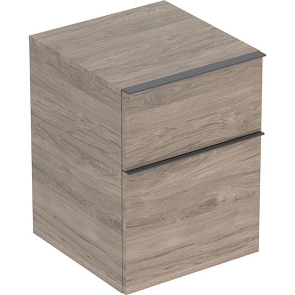 Geberit iCon Seitenschrank, 2 Schubladen 45x60x47,6cm, Nussbaum hickory/Gr. Lava