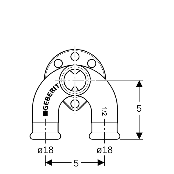 Geberit Mapress Kupfer Doppelanschlusswinkel 90Gr Rg d18-Rp1/2-d18