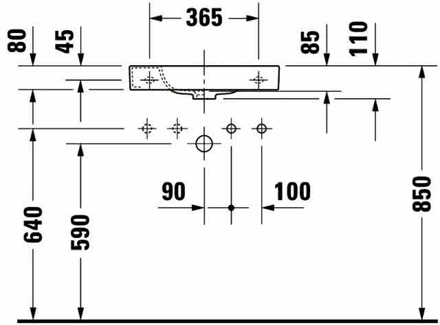 DU Handwaschbecken Happy D.2 500 mm ohne ÜL, mit HLB, HL rechts, weiß