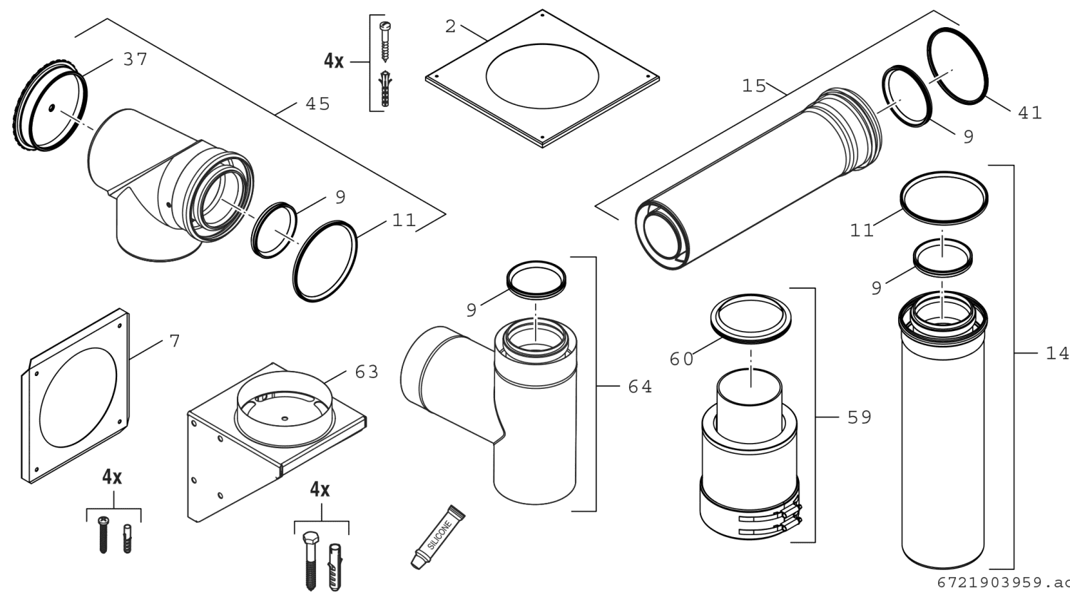 BOSCH Abgaszubehör FC-Set110-C53x (oben) Grundbausatz C53x, d:110/160mm