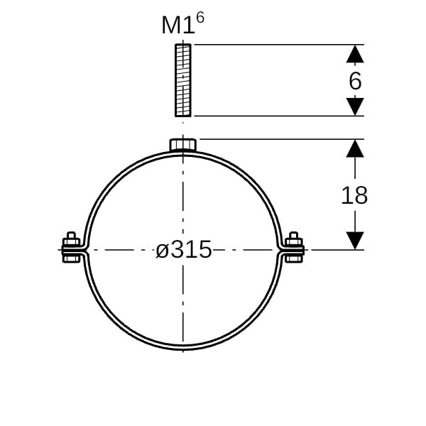 Geberit Pluvia Rohrschelle mit Muffe M16 d315