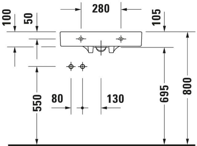 DU Waschtisch Architec Vital Med 575 mm o.ÜL, m.HLB, HL links, weiß