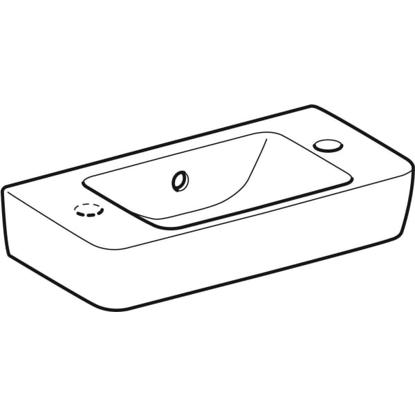 Geberit Renova Compact HWB, verk. Ausladung Ablg., 50x25cm, Hl. re, m.Ül., weiß