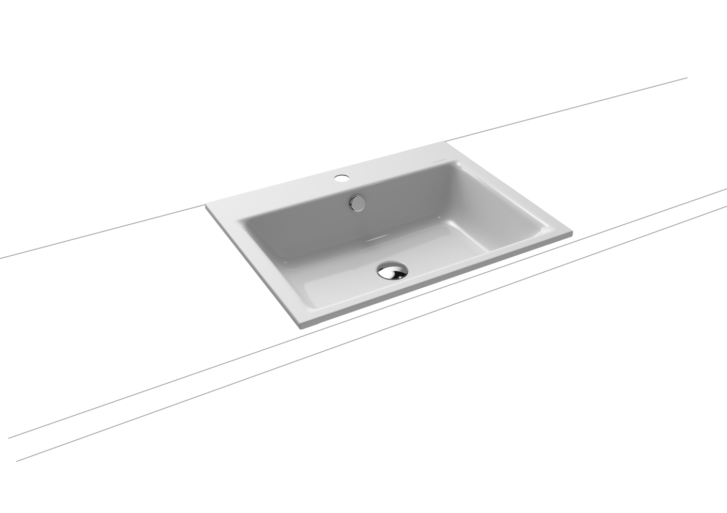 KA WB PURO EINBAUWASCHTISCH Mod.3151,600 x460mm,manhattan,PEFF,AD,m. 1HL,mÜL,chr