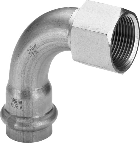 Viega Bogen 90 Grad mit SC Sanpress Inox 2314.5 in 15mm x Rp1/2 Edelstahl