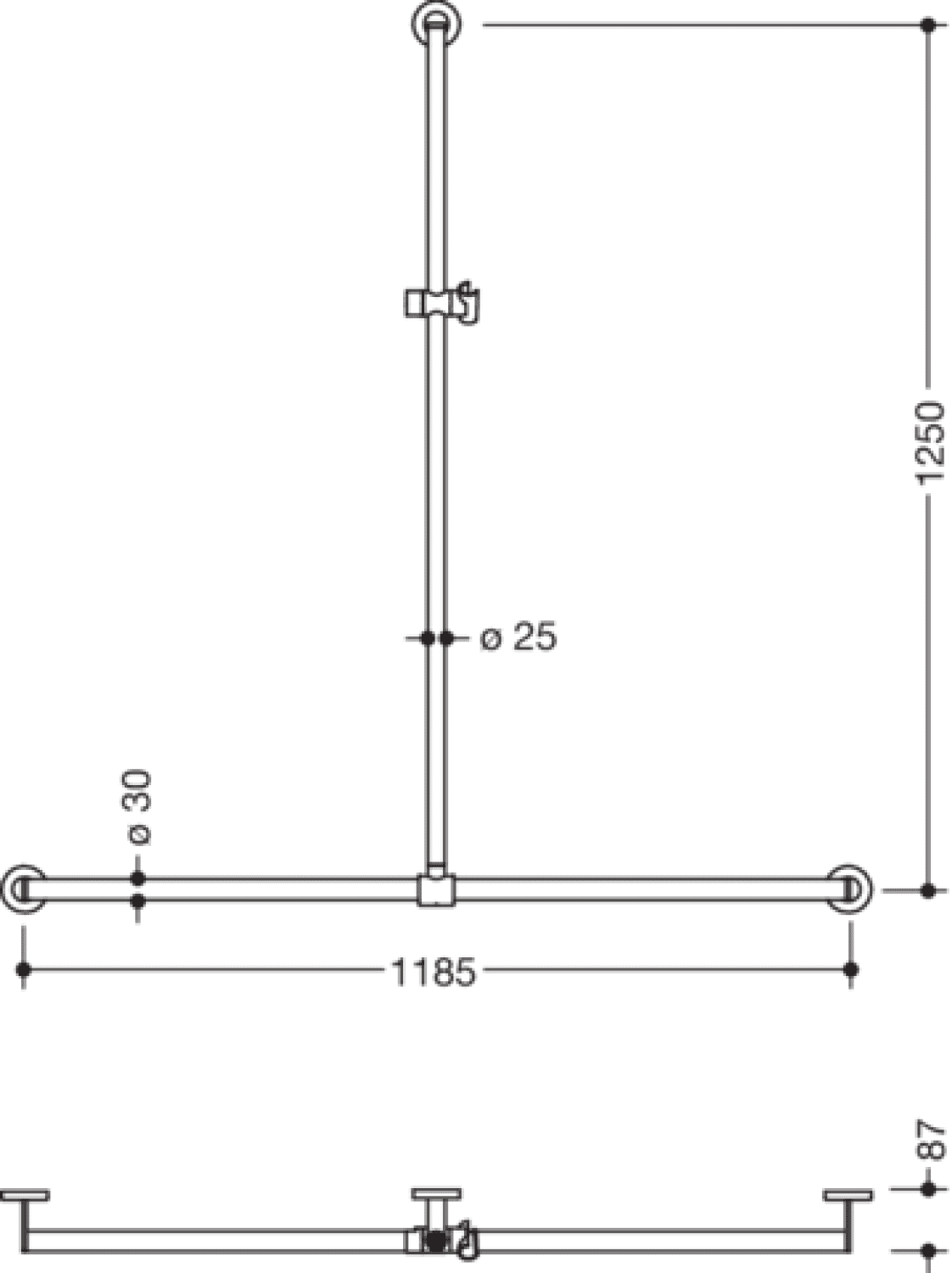 HEWI DUHA, d:25/30, A1:1250. W1:1185 chrom