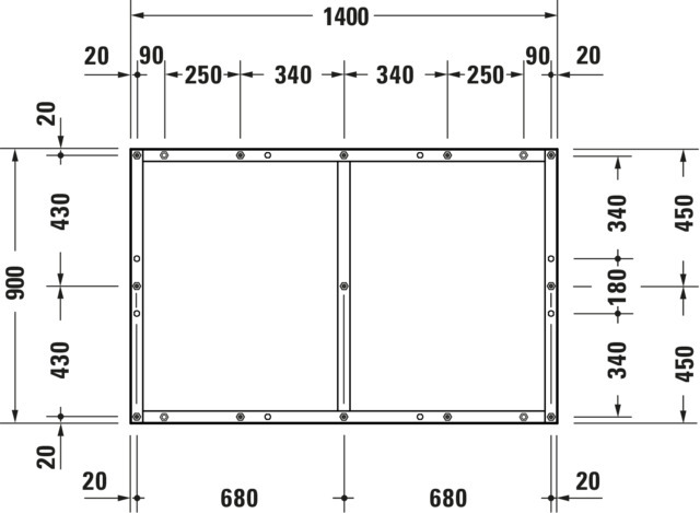 DU Fußgestell für Duschwanne Tempano 1400x900mm