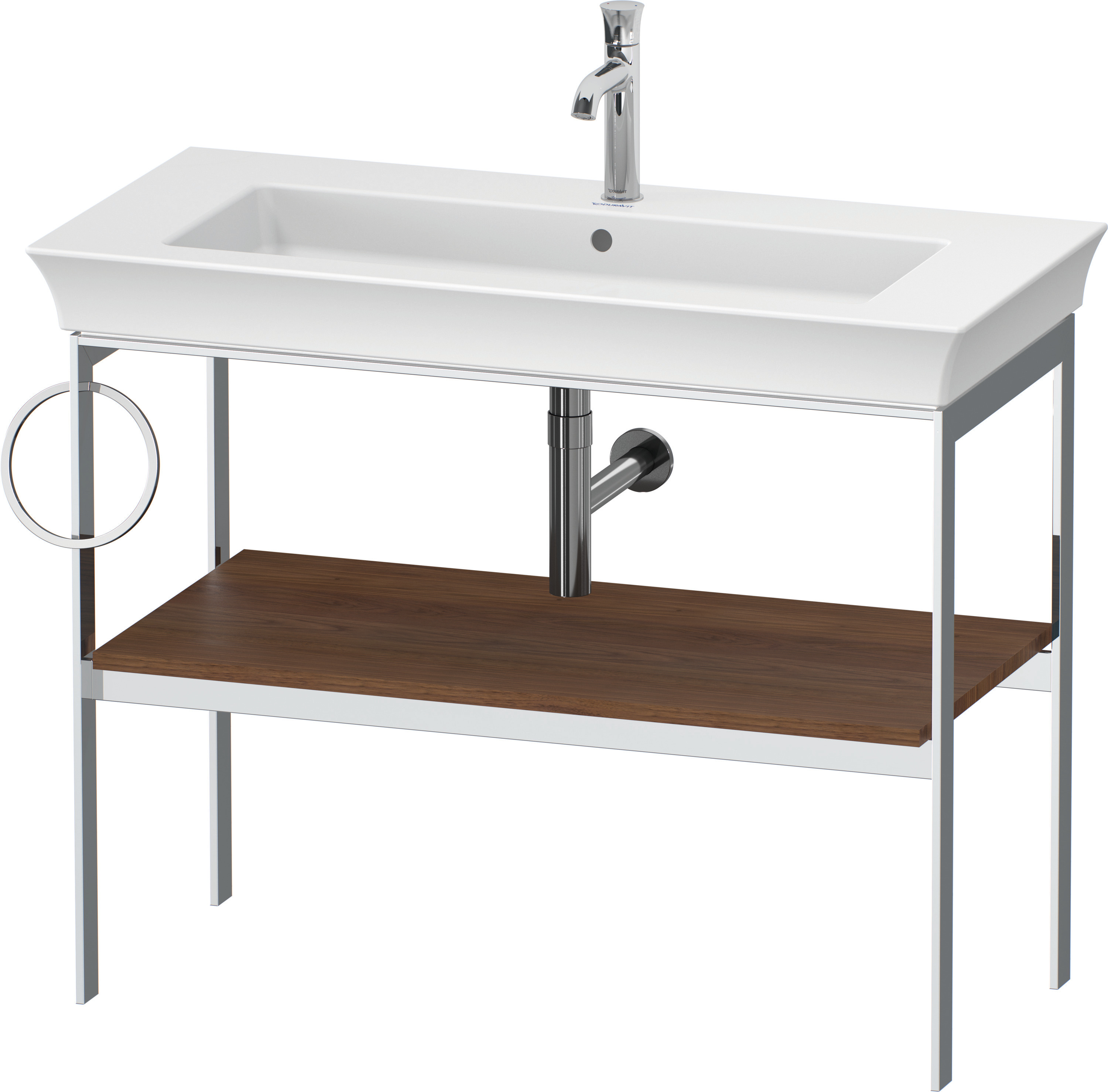 Duravit Metallkonsole bodenst. White Tulip 760x984x450,HH l.,Am.Nussbaum Massiv
